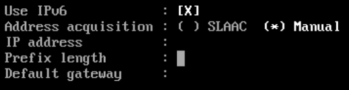 Enter details for static IPv6