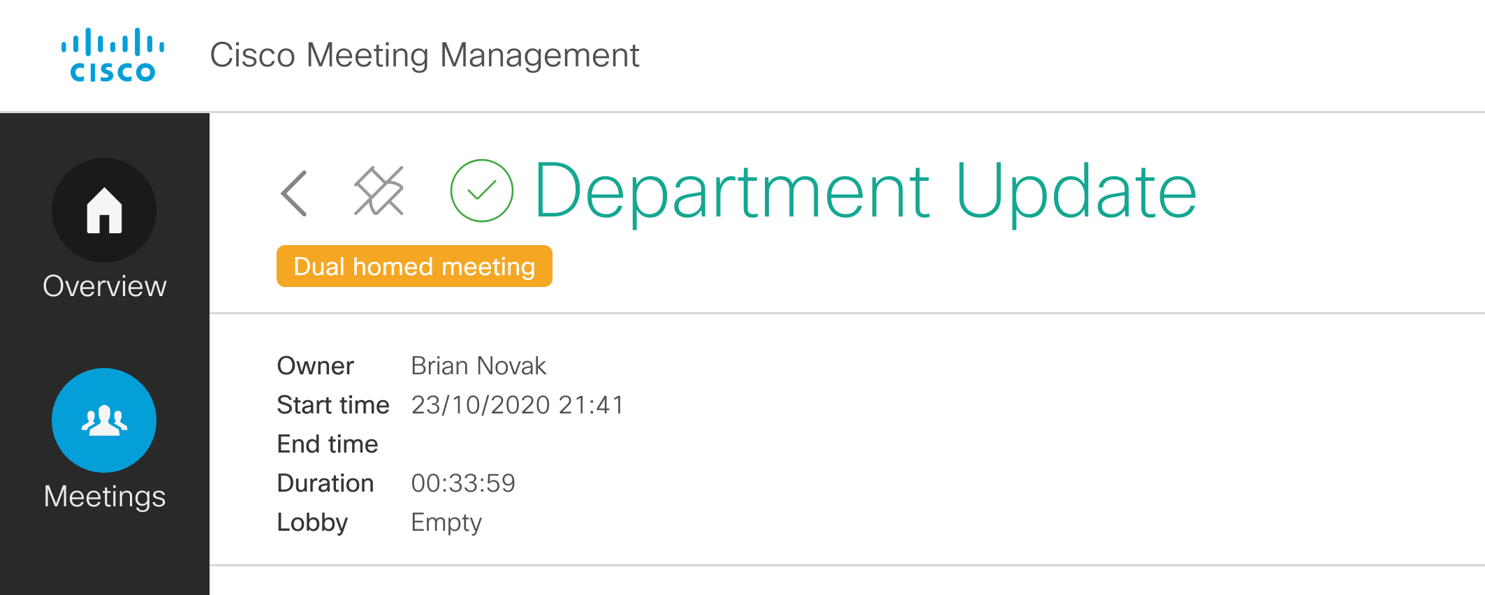 Dual homed meeting label and meeting level controls