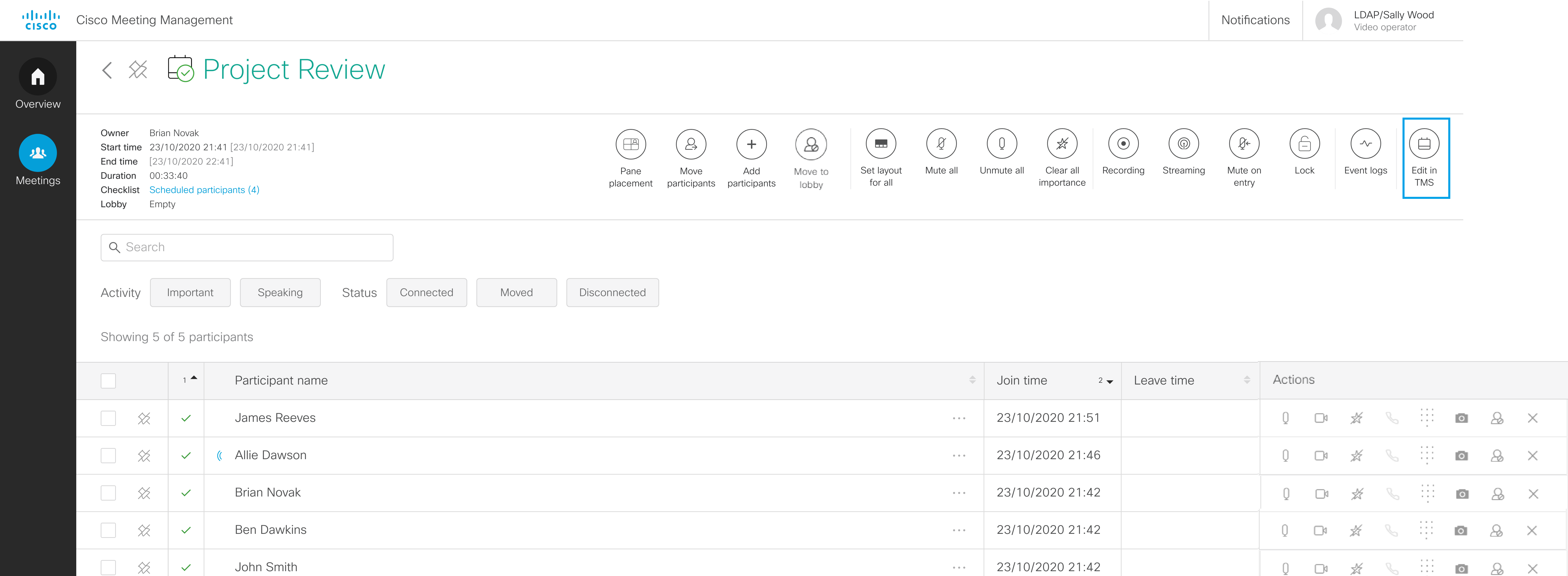 Screenshot of meeting details for a scheduled meeting